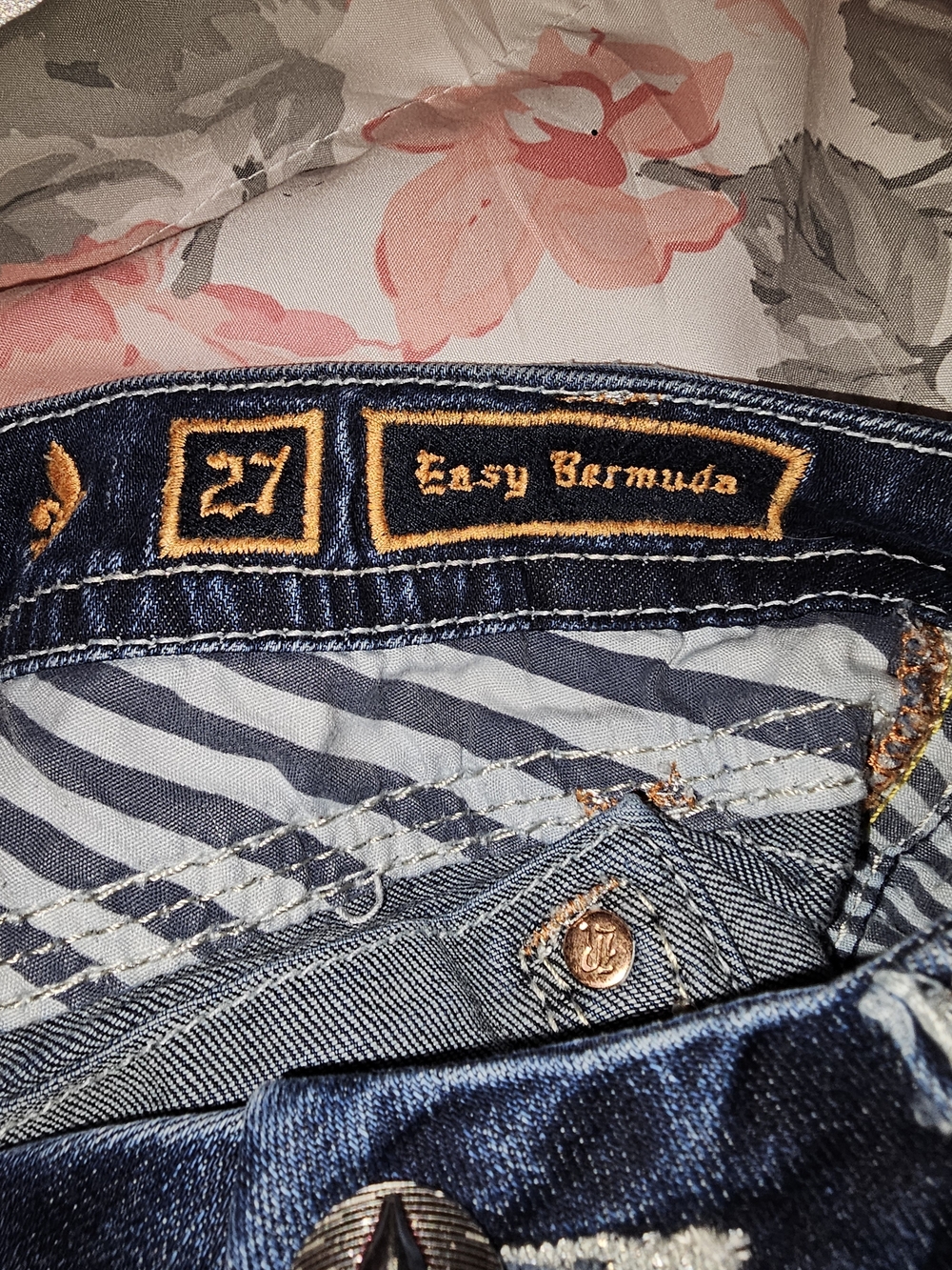 Rock Revival Women's Dark Blue Embellished Pocket Bermudas - Picture 5 of 11
